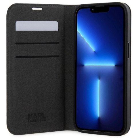 Etui Karl Lagerfeld Saffiano Monogram na iPhone 14 Pro Max - srebrne Etui Karl Lagerfeld Saffiano Monogram na iPhone 14 Pro Max - srebrne