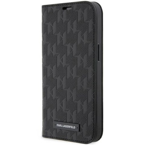 Etui Karl Lagerfeld Saffiano Monogram na iPhone 14 Pro - czarne Etui Karl Lagerfeld Saffiano Monogram na iPhone 14 Pro - czarne