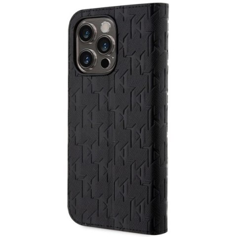 Etui Karl Lagerfeld Saffiano Monogram na iPhone 14 Pro - czarne Etui Karl Lagerfeld Saffiano Monogram na iPhone 14 Pro - czarne
