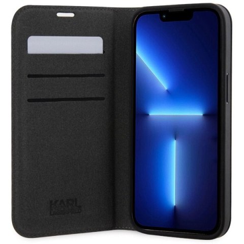 Etui Karl Lagerfeld Saffiano Monogram na iPhone 14 Pro - czarne Etui Karl Lagerfeld Saffiano Monogram na iPhone 14 Pro - czarne