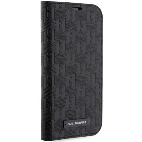 Etui Karl Lagerfeld Saffiano Monogram na iPhone 14 Pro - czarne Etui Karl Lagerfeld Saffiano Monogram na iPhone 14 Pro - czarne