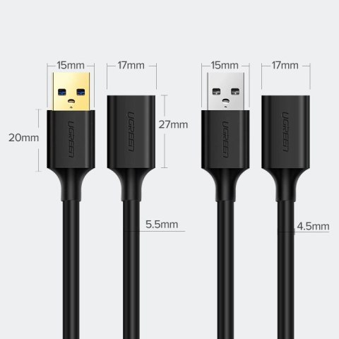 Ugreen kabel przewód przedłużacz przejściówka USB 3.0 (żeński) - USB 3.0 (męski) 1m czarny (10368) Ugreen kabel przewód przedłużacz przejściówka USB 3.0 (żeński) - USB 3.0 (męski) 1m czarny (10368)