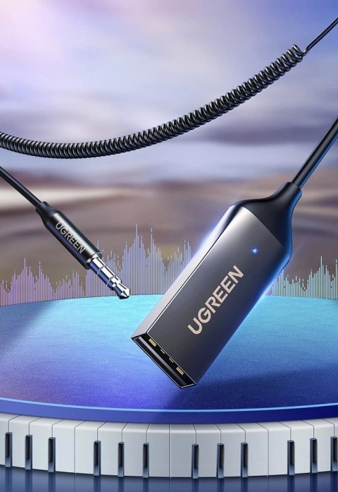 Ugreen odbiornik dźwięku Bluetooth 5.3 kabel USB adapter audio AUX jack czarny (70601 CM309) Ugreen odbiornik dźwięku Bluetooth 5.3 kabel USB adapter audio AUX jack czarny (70601 CM309)