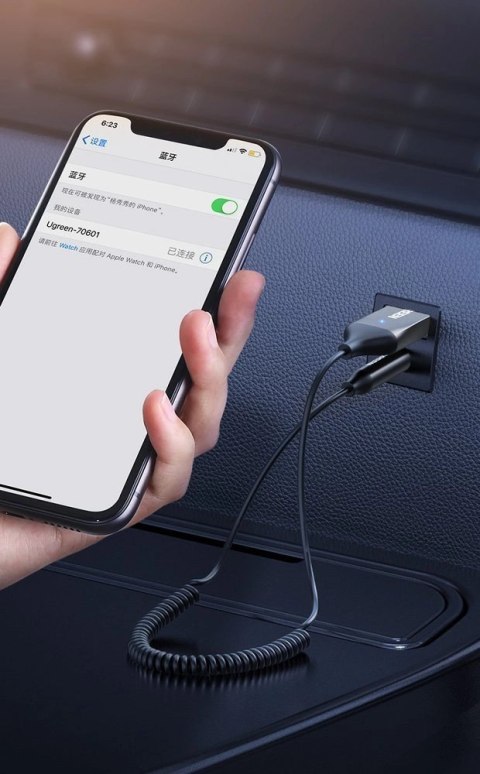 Ugreen odbiornik dźwięku Bluetooth 5.3 kabel USB adapter audio AUX jack czarny (70601 CM309) Ugreen odbiornik dźwięku Bluetooth 5.3 kabel USB adapter audio AUX jack czarny (70601 CM309)