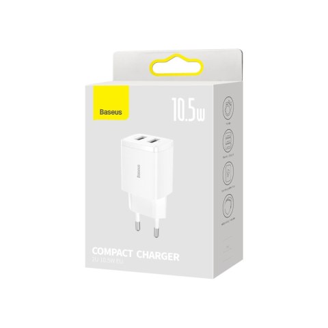 Baseus Compact ładowarka sieciowa 2x USB 10.5W biały (CCXJ010202) Baseus Compact ładowarka sieciowa 2x USB 10.5W biały (CCXJ010202)