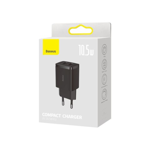 Baseus Compact ładowarka sieciowa 2x USB 10.5W czarny (CCXJ010201) Baseus Compact ładowarka sieciowa 2x USB 10.5W czarny (CCXJ010201)