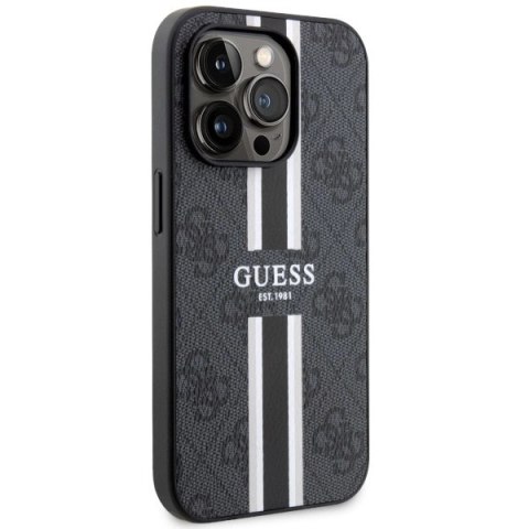 Etui Guess 4G Printed Stripes MagSafe na iPhone 14 Pro Max - czarne
