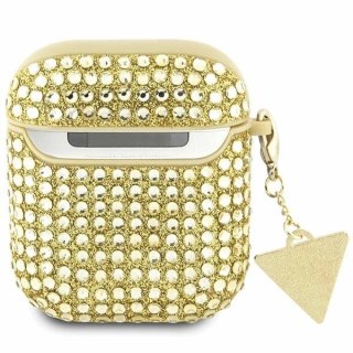 Etui Guess Rhinestone Triangle Charm na AirPods 1/2 - złote
