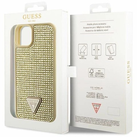 Etui Guess Rhinestone Triangle na iPhone 14 Plus - złote