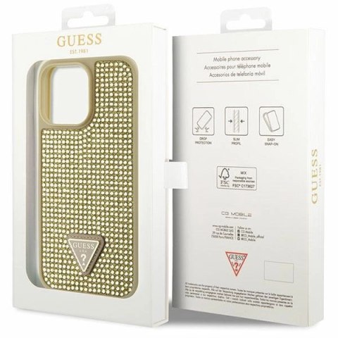 Etui Guess Rhinestone Triangle na iPhone 14 Pro Max - złote