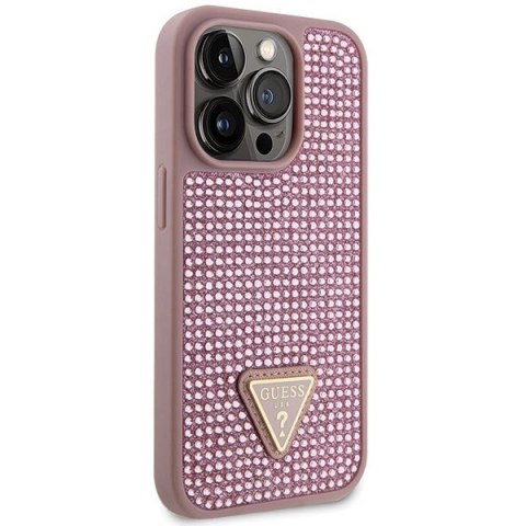 Etui Guess Rhinestone Triangle na iPhone 14 Pro - różowe