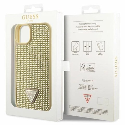 Etui Guess Rhinestone Triangle na iPhone 14 - złote