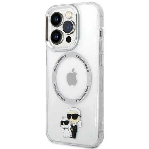 Etui Karl Lagerfeld Iconic Karl&Choupette Magsafe na iPhone 13 Pro - przezroczyste