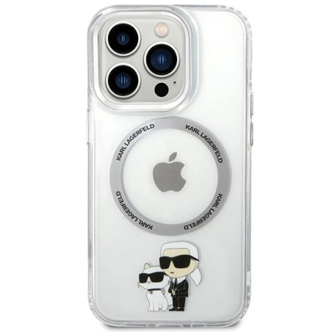Etui Karl Lagerfeld Iconic Karl&Choupette Magsafe na iPhone 13 Pro - przezroczyste