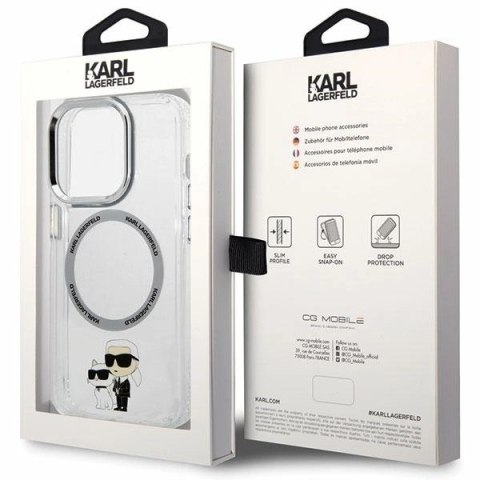 Etui Karl Lagerfeld Iconic Karl&Choupette Magsafe na iPhone 13 Pro - przezroczyste