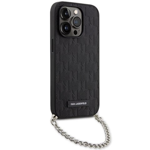 Etui Karl Lagerfeld Saffiano Monogram Chain na iPhone 14 Pro Max - czarne