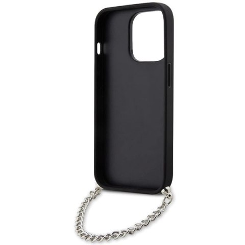 Etui Karl Lagerfeld Saffiano Monogram Chain na iPhone 14 Pro - srebrne Etui Karl Lagerfeld Saffiano Monogram Chain na iPhone 14 Pro - srebrne