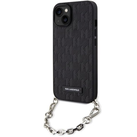 Etui Karl Lagerfeld Saffiano Monogram Chain na iPhone 14 - czarne Etui Karl Lagerfeld Saffiano Monogram Chain na iPhone 14 - czarne