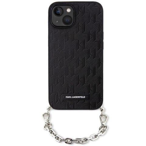 Etui Karl Lagerfeld Saffiano Monogram Chain na iPhone 14 - czarne Etui Karl Lagerfeld Saffiano Monogram Chain na iPhone 14 - czarne