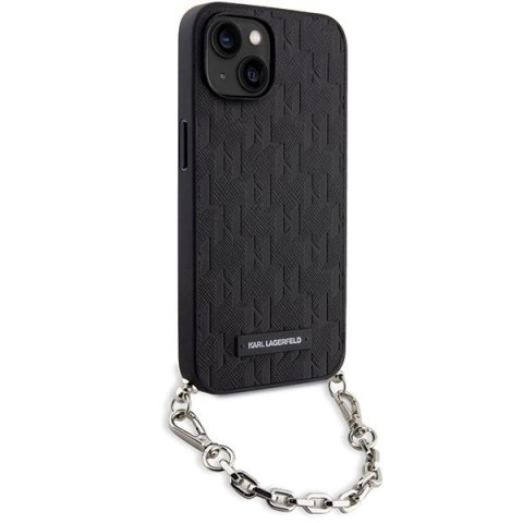 Etui Karl Lagerfeld Saffiano Monogram Chain na iPhone 14 - czarne Etui Karl Lagerfeld Saffiano Monogram Chain na iPhone 14 - czarne