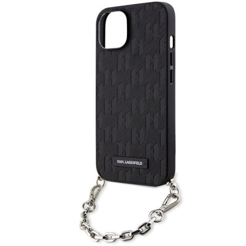 Etui Karl Lagerfeld Saffiano Monogram Chain na iPhone 14 - czarne Etui Karl Lagerfeld Saffiano Monogram Chain na iPhone 14 - czarne