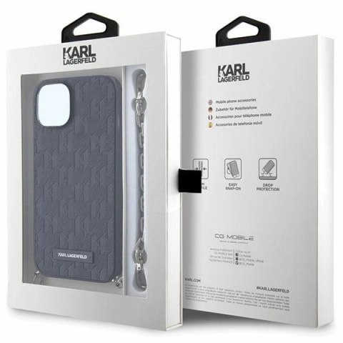 Etui Karl Lagerfeld Saffiano Monogram Chain na iPhone 14 - czarne Etui Karl Lagerfeld Saffiano Monogram Chain na iPhone 14 - czarne