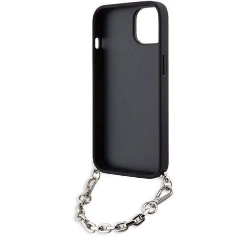 Etui Karl Lagerfeld Saffiano Monogram Chain na iPhone 14 - srebrne