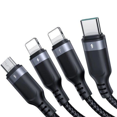 Kabel Joyroom Multi-Use Series S-A18 4w1 USB-A - USB-C / Lightning / Lightning / micro USB 1.2m - czarny Kabel Joyroom Multi-Use Series S-A18 4w1 USB-A - USB-C / Lightning / Lightning / micro USB 1.2m - czarny
