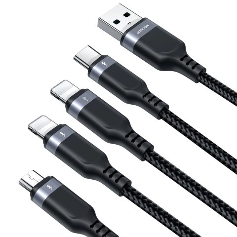 Kabel Joyroom Multi-Use Series S-A18 4w1 USB-A - USB-C / Lightning / Lightning / micro USB 1.2m - czarny Kabel Joyroom Multi-Use Series S-A18 4w1 USB-A - USB-C / Lightning / Lightning / micro USB 1.2m - czarny