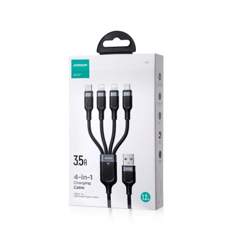 Kabel Joyroom Multi-Use Series S-A18 4w1 USB-A - USB-C / Lightning / Lightning / micro USB 1.2m - czarny Kabel Joyroom Multi-Use Series S-A18 4w1 USB-A - USB-C / Lightning / Lightning / micro USB 1.2m - czarny