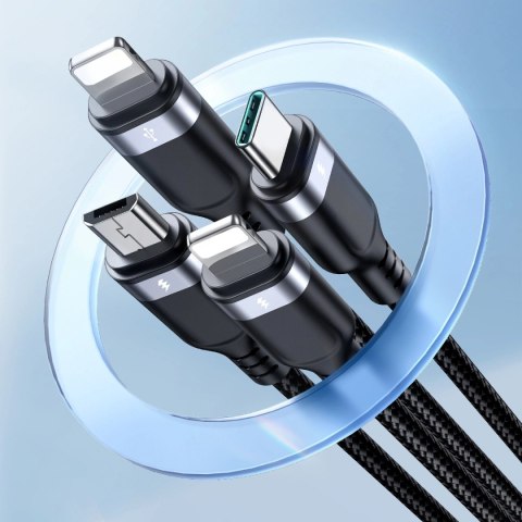 Kabel Joyroom Multi-Use Series S-A18 4w1 USB-A - USB-C / Lightning / Lightning / micro USB 1.2m - czarny Kabel Joyroom Multi-Use Series S-A18 4w1 USB-A - USB-C / Lightning / Lightning / micro USB 1.2m - czarny