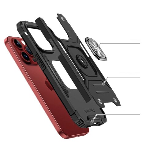 Pancerne etui z uchwytem na palec do iPhone 15 Pro Wozinsky Ring Armor - czarne