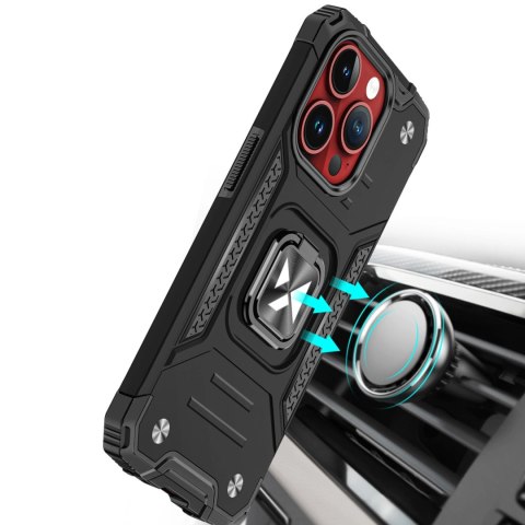 Pancerne etui z uchwytem na palec do iPhone 15 Pro Wozinsky Ring Armor - czarne