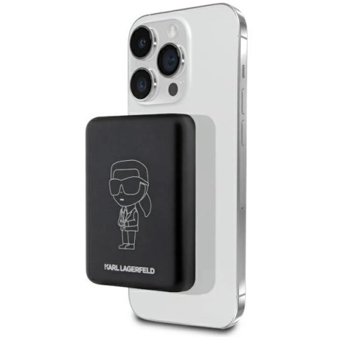 Powerbank indukcyjny Karl Lagerfeld Ikonik MagSafe 5W 3000mAh - czarne Powerbank indukcyjny Karl Lagerfeld Ikonik MagSafe 5W 3000mAh - czarne
