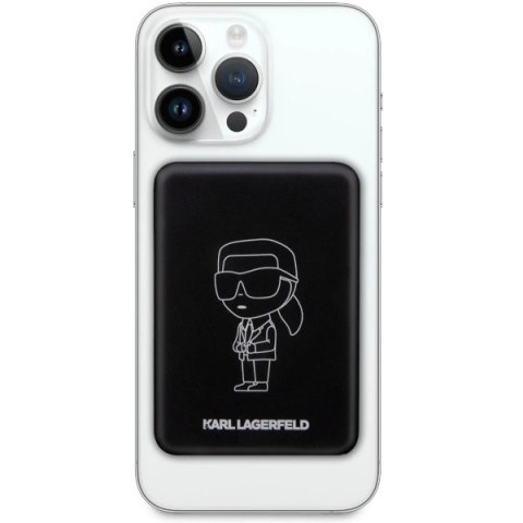 Powerbank indukcyjny Karl Lagerfeld Ikonik MagSafe 5W 3000mAh - czarne Powerbank indukcyjny Karl Lagerfeld Ikonik MagSafe 5W 3000mAh - czarne