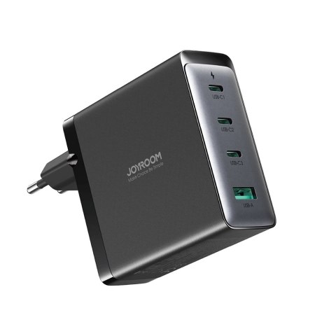 Szybka ładowarka sieciowa GaN 140W 3 x USB-C / USB-A Joyroom JR-TCG05EU - czarna + kabel USB-C - USB-C 240W 1.2m Szybka ładowarka sieciowa GaN 140W 3 x USB-C / USB-A Joyroom JR-TCG05EU - czarna + kabel USB-C - USB-C 240W 1.2m