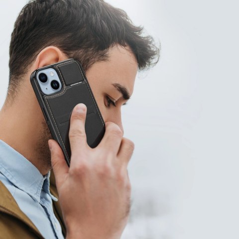 Etui portfel Dux Ducis Rafi Mag z podstawką 3w1 do iPhone 14 Plus z MagSafe i blokadą RFID - czarne Etui portfel Dux Ducis Rafi Mag z podstawką 3w1 do iPhone 14 Plus z MagSafe i blokadą RFID - czarne