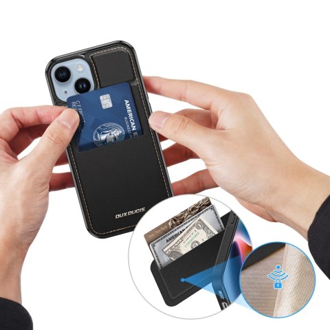 Etui portfel Dux Ducis Rafi Mag z podstawką 3w1 do iPhone 14 Plus z MagSafe i blokadą RFID - czarne Etui portfel Dux Ducis Rafi Mag z podstawką 3w1 do iPhone 14 Plus z MagSafe i blokadą RFID - czarne