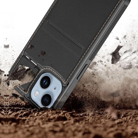Etui portfel Dux Ducis Rafi Mag z podstawką 3w1 do iPhone 14 Plus z MagSafe i blokadą RFID - czarne Etui portfel Dux Ducis Rafi Mag z podstawką 3w1 do iPhone 14 Plus z MagSafe i blokadą RFID - czarne