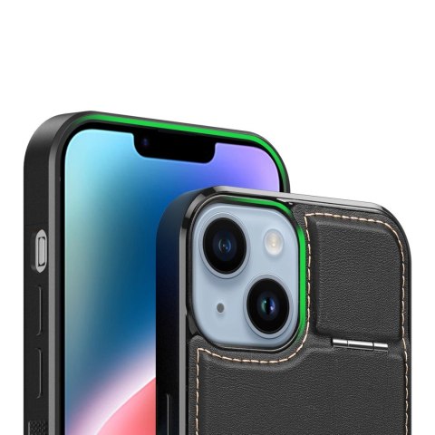 Etui portfel Dux Ducis Rafi Mag z podstawką 3w1 do iPhone 14 Plus z MagSafe i blokadą RFID - czarne Etui portfel Dux Ducis Rafi Mag z podstawką 3w1 do iPhone 14 Plus z MagSafe i blokadą RFID - czarne