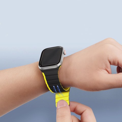 Magnetyczny pasek Apple Watch Ultra, SE, 9, 8, 7, 6, 5, 4, 3, 2, 1 (49, 45, 44, 42 mm) Dux Ducis Strap (LD Version) - czarno-żół