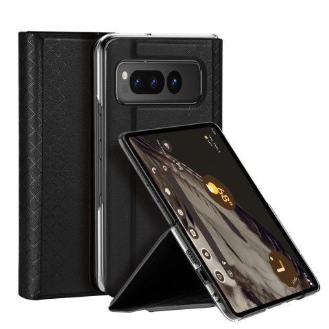 Skórzane etui Dux Ducis Bril z klapką i portfelem do Google Pixel Fold - czarne Skórzane etui Dux Ducis Bril z klapką i portfelem do Google Pixel Fold - czarne