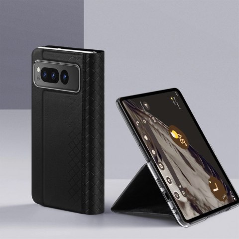 Skórzane etui Dux Ducis Bril z klapką i portfelem do Google Pixel Fold - czarne Skórzane etui Dux Ducis Bril z klapką i portfelem do Google Pixel Fold - czarne