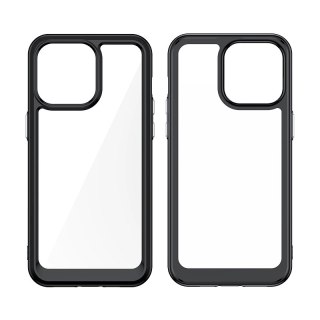 Wzmocnione etui z elastyczną ramką do iPhone 15 Pro Outer Space - czarne