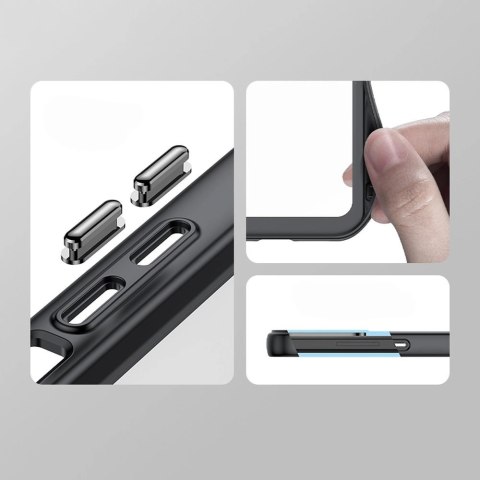 Wzmocnione etui z elastyczną ramką do iPhone 15 Pro Outer Space - niebieskie