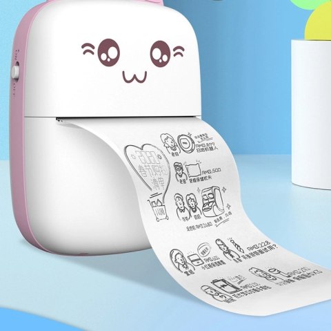 Drukarka termiczna mini kot HURC9 - różowa Drukarka termiczna mini kot HURC9 - różowa