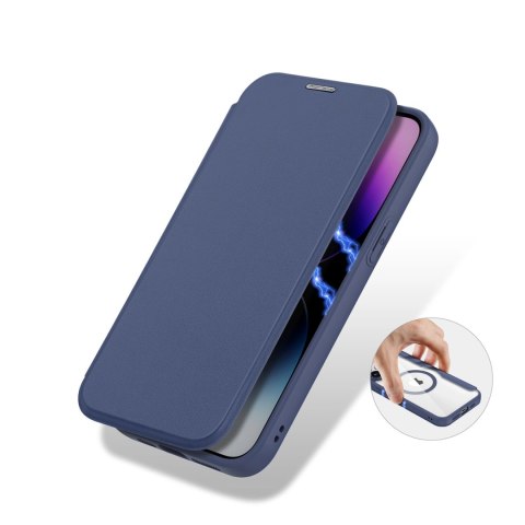 Etui Dux Ducis Skin X Pro na iPhone 15 Pro z MagSafe i klapką - niebieskie Etui Dux Ducis Skin X Pro na iPhone 15 Pro z MagSafe i klapką - niebieskie