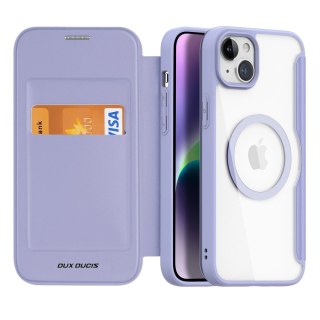 Etui Dux Ducis Skin X Pro na iPhone 15 z MagSafe i klapką - fioletowe