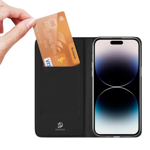 Etui do iPhone 15 Pro Max pokrowiec z klapką i portfelem Dux Ducis Skin Pro - czarne Etui do iPhone 15 Pro Max pokrowiec z klapką i portfelem Dux Ducis Skin Pro - czarne