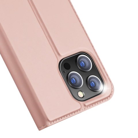 Etui do iPhone 15 Pro pokrowiec z klapką i portfelem Dux Ducis Skin Pro - różowe Etui do iPhone 15 Pro pokrowiec z klapką i portfelem Dux Ducis Skin Pro - różowe